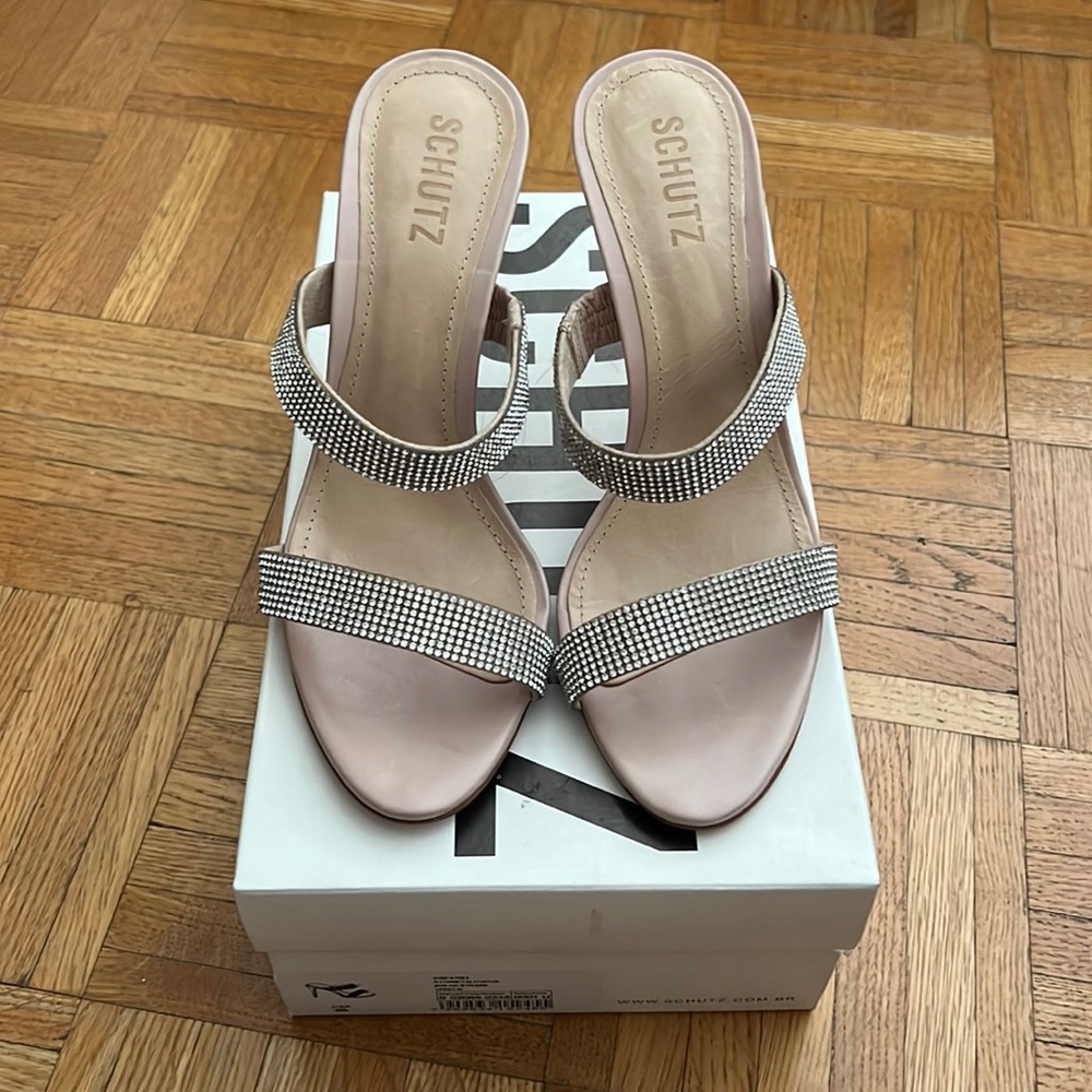 NWOT Schutz crystal strap heels